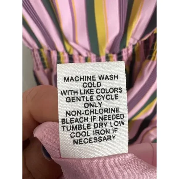 Adyson Pankor Smocked Waist Tank Hi Lo Dress Womens Size M Striped Sleeveless - Picture 9 of 9